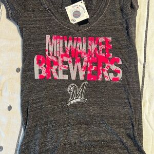 Milwaukee Brewers Women's Gray Short Sleeve Tee